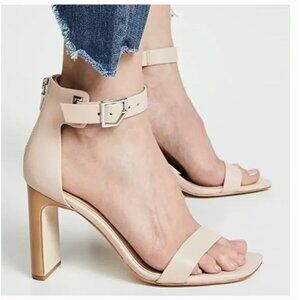 Rag & Bone Ellis Sandal Nude Leather Block Heel Ankle Strap Sandals SZ 37.5, US